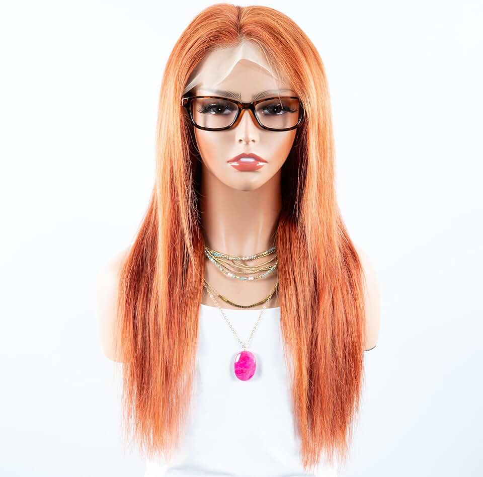 Agape 13x5 Lace Front Wig Straight 100% Human Hair HD Transparent Swiss Glueless Pre Plucked Wigs for women Baby Hair (#350 - Burnt Orange, 32