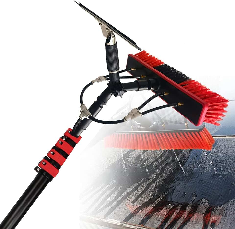 PV Panel Cleaning Brush, 3.6-12m with Squeegee, for Facades Photovoltaic Panel Cleaning, Photovoltaic Panel Cleaning Equipment, 36ft/10.8m,35cmbrushhead-10.8M/36FT