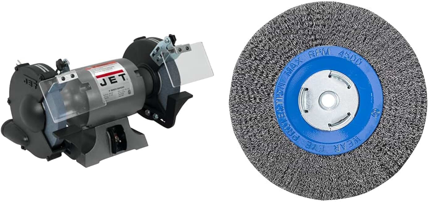 JET JBG-8B, 8-Inch Bench Grinder, 1HP, 115V 1PH (577102), Black,grey & Mercer Industries 183020-8