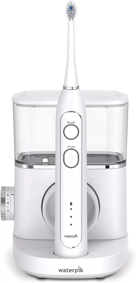 Waterpik Sonic-Fusion Professional Flossing, Electric Toothbrush & Water Flosser Combo in One, SF-02, White