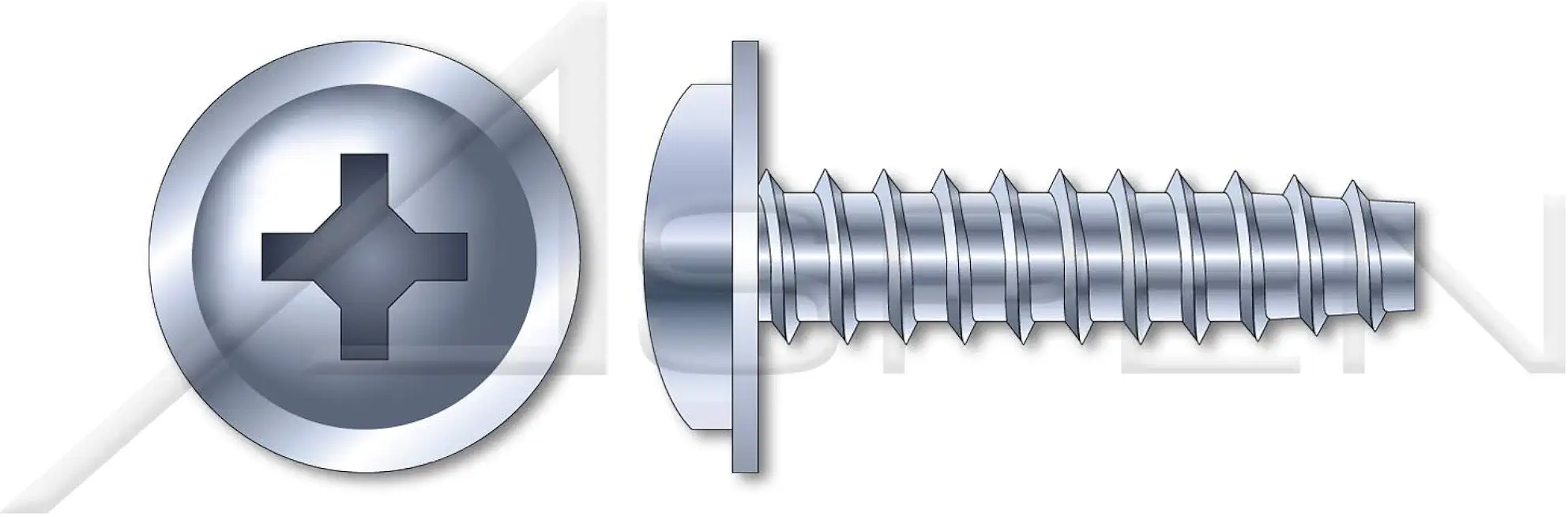 (2000 pcs) M3 X 12mm, Thread Rolling Screws for Plastics, Metric, Pan Flange Head Phillips Drive, Steel, Zinc Plated