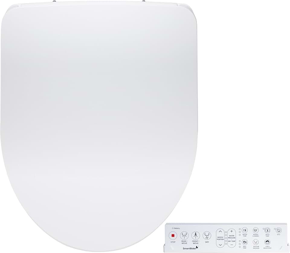 SmartBidet SB-1200RR Electric Bidet Toilet Seat for Round Toilets with Remote control, Premium Unlimited Hot Water with Night Light