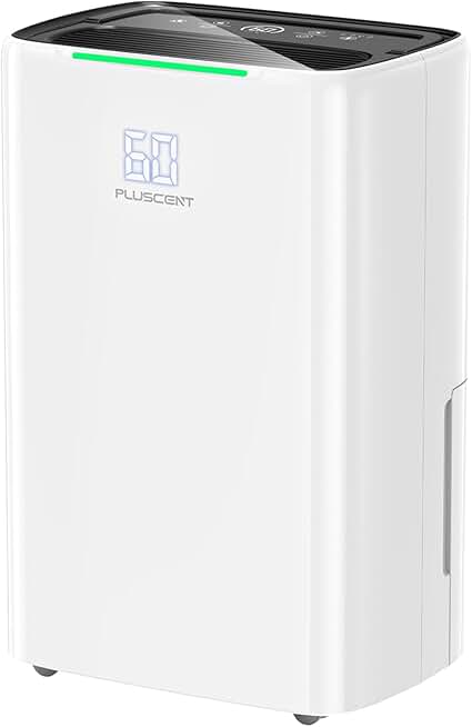 5000 Sq.ft Energy Star Dehumidifier for Basement, PLUSCENT 52 Pints Quiet Dehumidifiers with Drain Hose for Home Large Room Bedroom, Smart Humidity Control & Monitor, 4 Operation Modes, 24H Timer