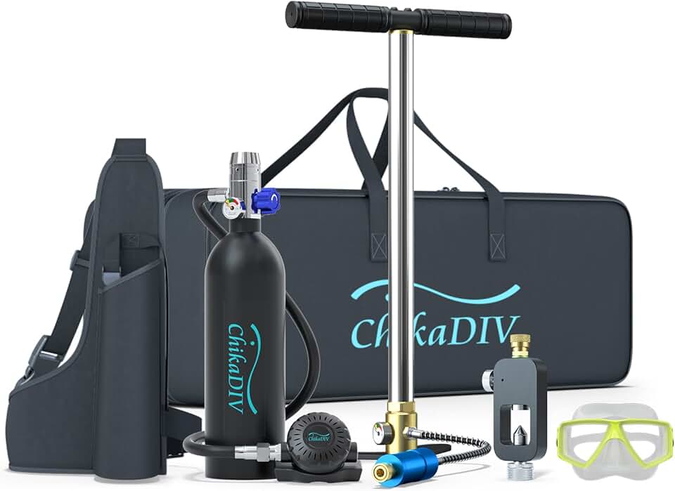 1L Mini Scuba Tank with 15-20 Minutes Mini Diving Tank with Pump Portable Oxygen Tank for Diving Underwater Tank Diving Package Diving Gear Snorkeling Equipment