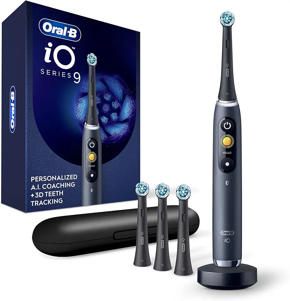 Oral-B iO Series 9 Electric Toothbrush with 3 Replacement Brush Heads, Black Onyx
