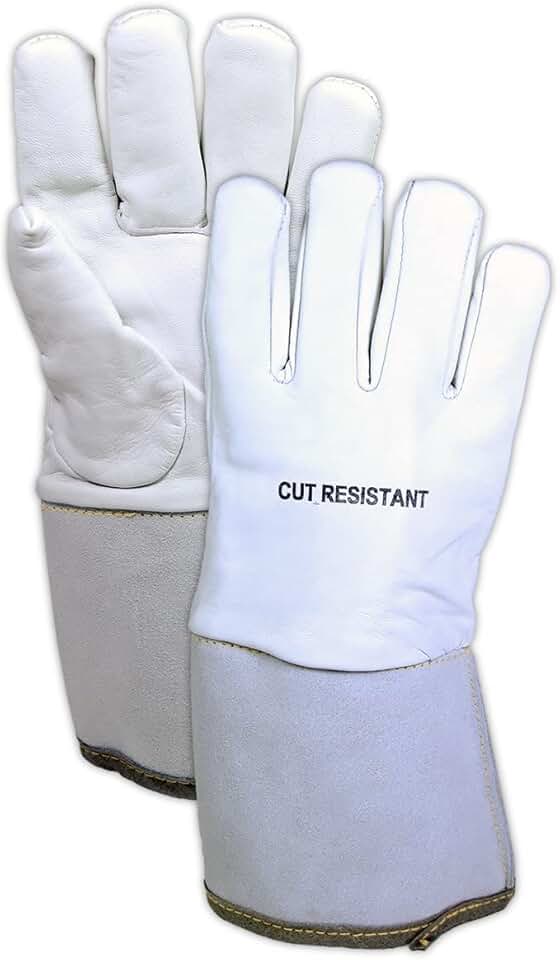 MAGID R1292AXW-13 WeldPro Goatskin All Leather Gloves with Aramax XT Liner, Leather, Size 13, White (Pack of 12)