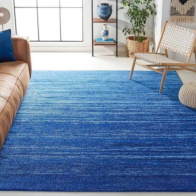 SAFAVIEH Adirondack Collection 9' Square Light Blue / Dark Blue ADR113F Modern Ombre Non-Shedding Living Room Bedroom Dining Home Office Area Rug