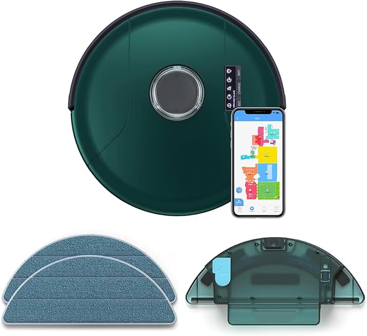 bObsweep PetHair SLAM Robot Vacuum Cleaner with Wet/Dry Mop, Advanced LiDAR Mapping with Editable Map/NoSweep Zones, Alexa/Google Compatible, Good for Pet Hair, Carpet, Hardwood and Tile, in Jade