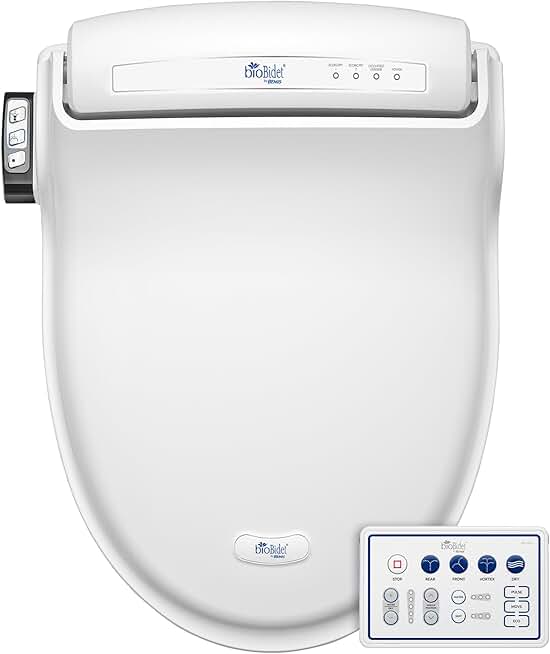 Bio Bidet BB1000 Electric Bidet Toilet Seat, Warm Water with Air Dryer, Heated Seat with Slow Close Lid, Remote Control, Elongated White
