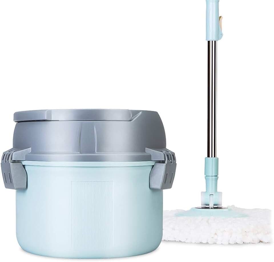 Mop Bucket Rotating Household Hands Free Washing and Drying Wet Use Single Bucket Single Drive Automatic Wooden Floor Mop