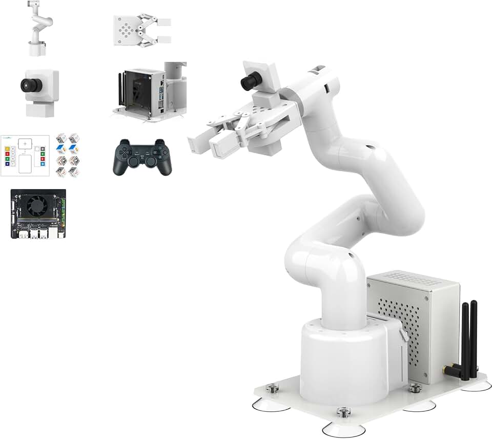 Yahboom 7Axis collaborative Robot arm Jetson Orin Nx 16GB AI Visual Recognition, Movet, APP Control, Support ROS Education Development with Adaptive Gripper Movelt