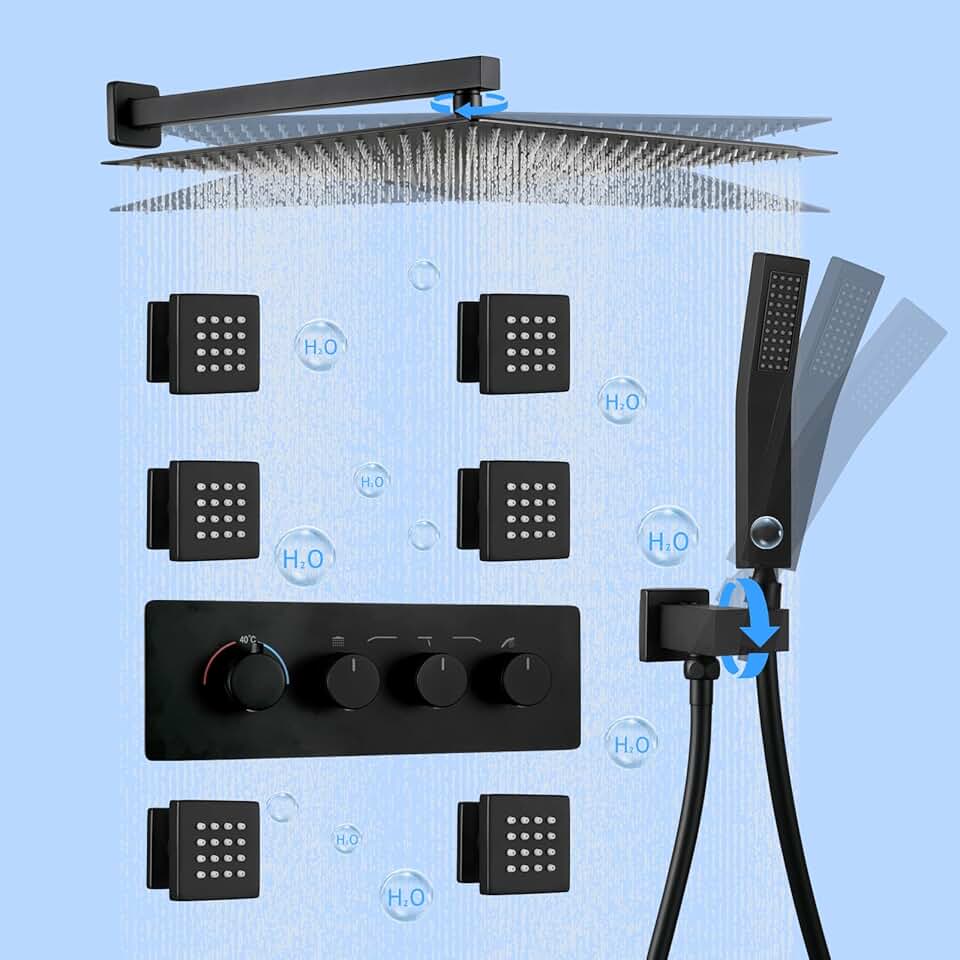 Rain Shower System with Body Jets, 16