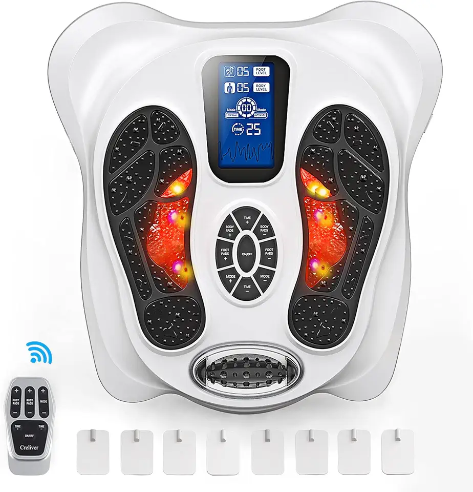 CRELIVER Foot Circulation Plus EMS & TENS Foot Nerve Muscle Massager, Electric Foot Stimulator Improves Circulation, Feet Legs Circulation Machine Relieves Body Pains, Neuropathy (FSA or HSA Eligible)