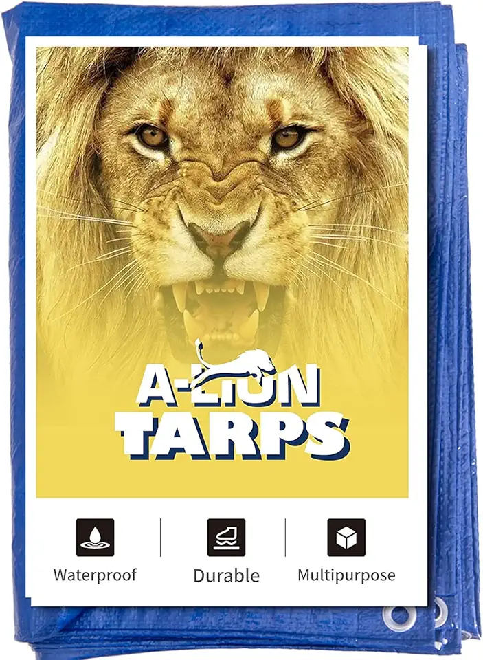 50x100 Stander Duty 6 Mil Tarp Cover, Waterproof, UV Resistant, Rip and Tear Proof, Poly Tarpaulin with Reinforced Edges for Roof, Camping, Patio, Pool Cover, Boat, Blue