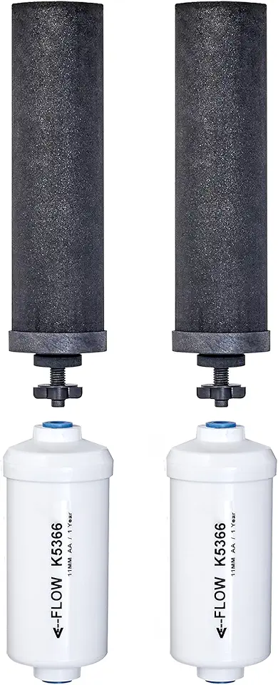 Set of 2 Berkey Authentic Black Berkey Elements (BB9-2) and 2 Berkey PF-2 Fluoride and Arsenic Reduction Elements - Combo Pack