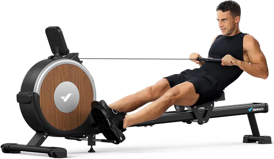 Rowing Machine, Magnetic Rower Machine for Home, 16 Levels of Quiet Resistance, Dual Slide Rail with Max 350lb Weight Capacity, App Compatible