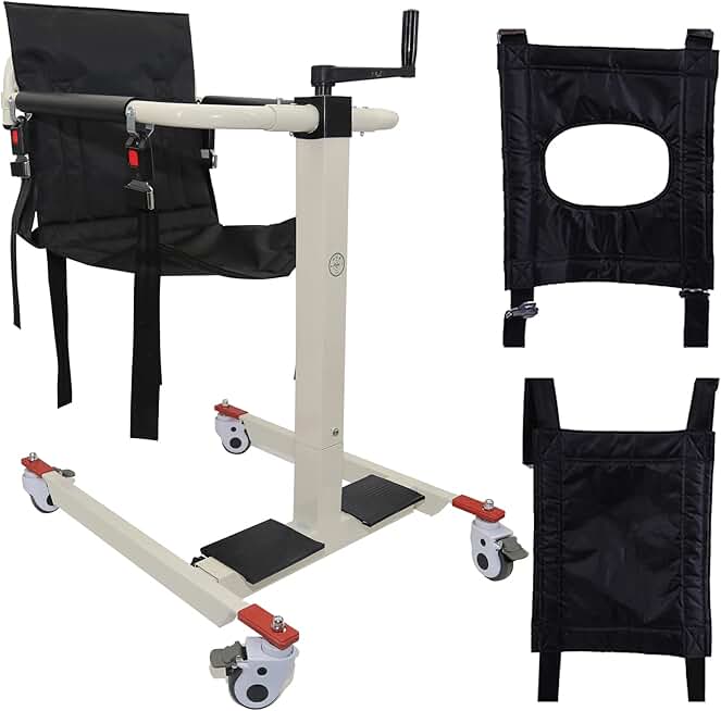 Patient Lift Transfer Chair, Load Capacity 220 lbs, Portable Stair Lifts for Seniors, Transfer Aid for Elderly, Height Adjustable, with 3 Cushions