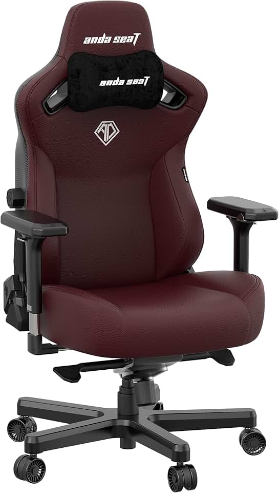 Anda Seat Kaiser 3 Large Gaming Chair for Adults - Ergonomic Maroon Leather Gaming Chairs with Lumbar Support, Comfortable Office Chair with Neck Support - Heavy Duty Computer Chair Wide Seat Capacity