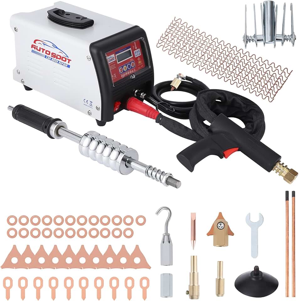 Stud Welder Dent Repair Kit，3KW Spot Welding Machine with Slide Hammer Dent Puller,110V Spot Welding Machine with 9 Models Spot Welding Machine for Car Body Dent Repair