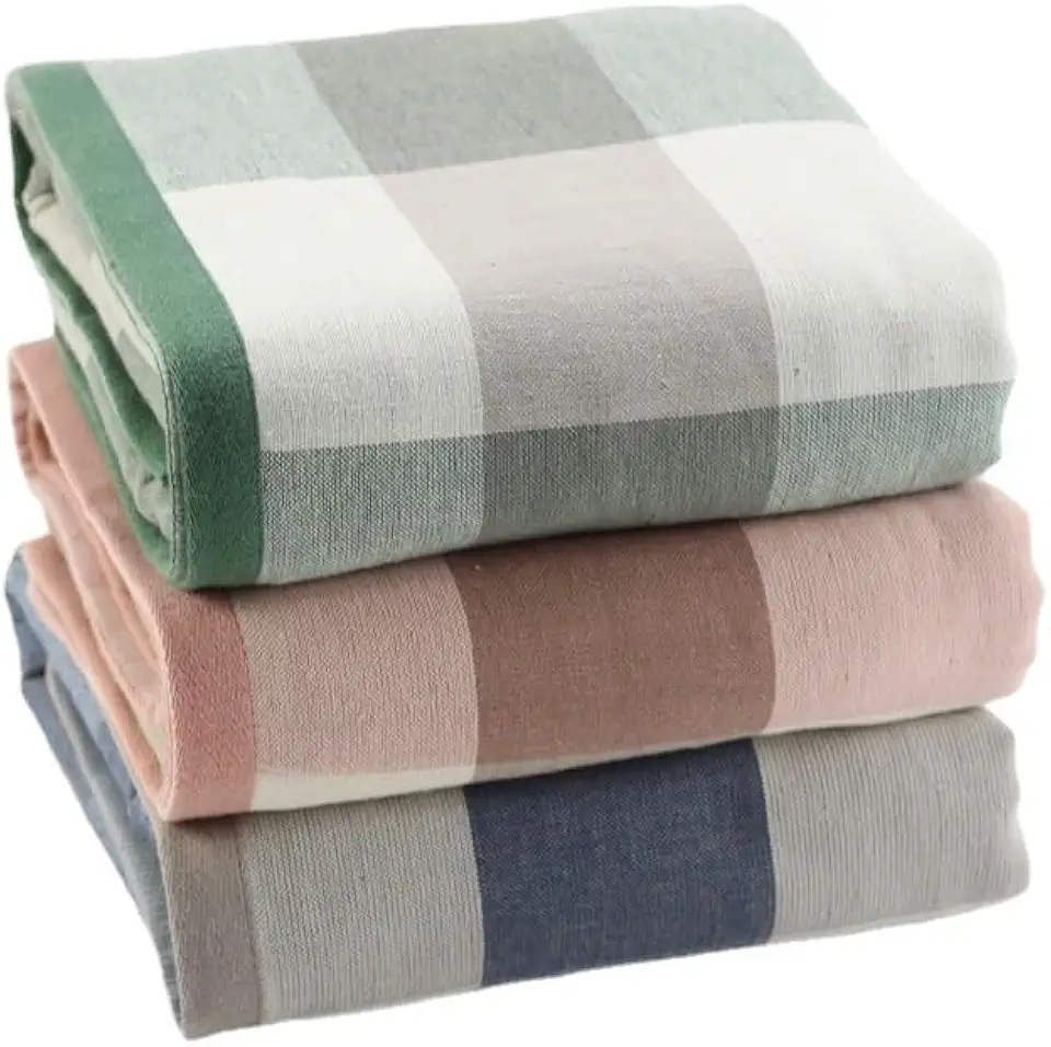 CSCDD Cotton Gauze Plaid Towel Bath Towel Absorbent Household Super Absorbent Beach Towel for Men and Women