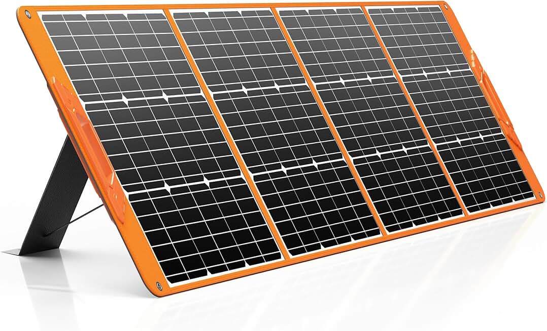 200 Watt Portable Solar Panel, 18V IP65 Waterproof Foldable Solar Panel for Power Station,Solar Charger with Adjustable Kickstands & MC-4 Cable for Laptop Outdoor Camping Boat Lawn Mower Van RV Trip