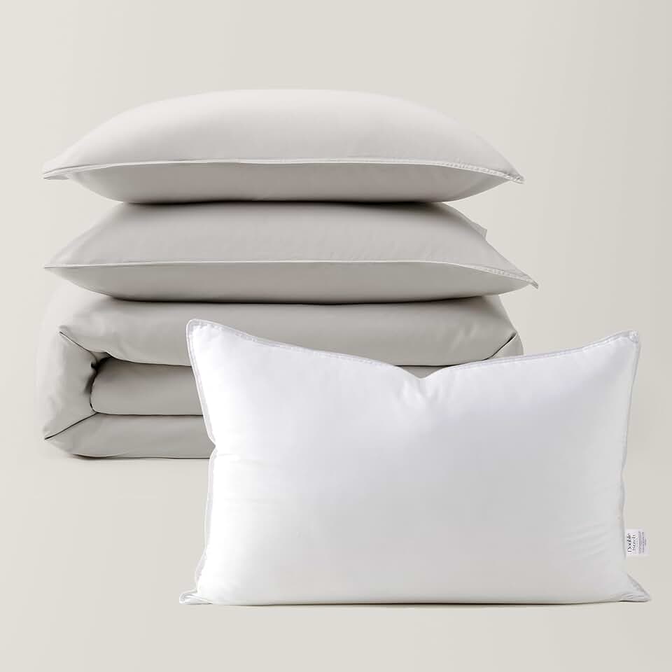 Double Stitch Cotton Tencel Duvet Cover Set and Tencel™ Lyocell Cotton Pillow, King, 1 Duvet Cover, 106