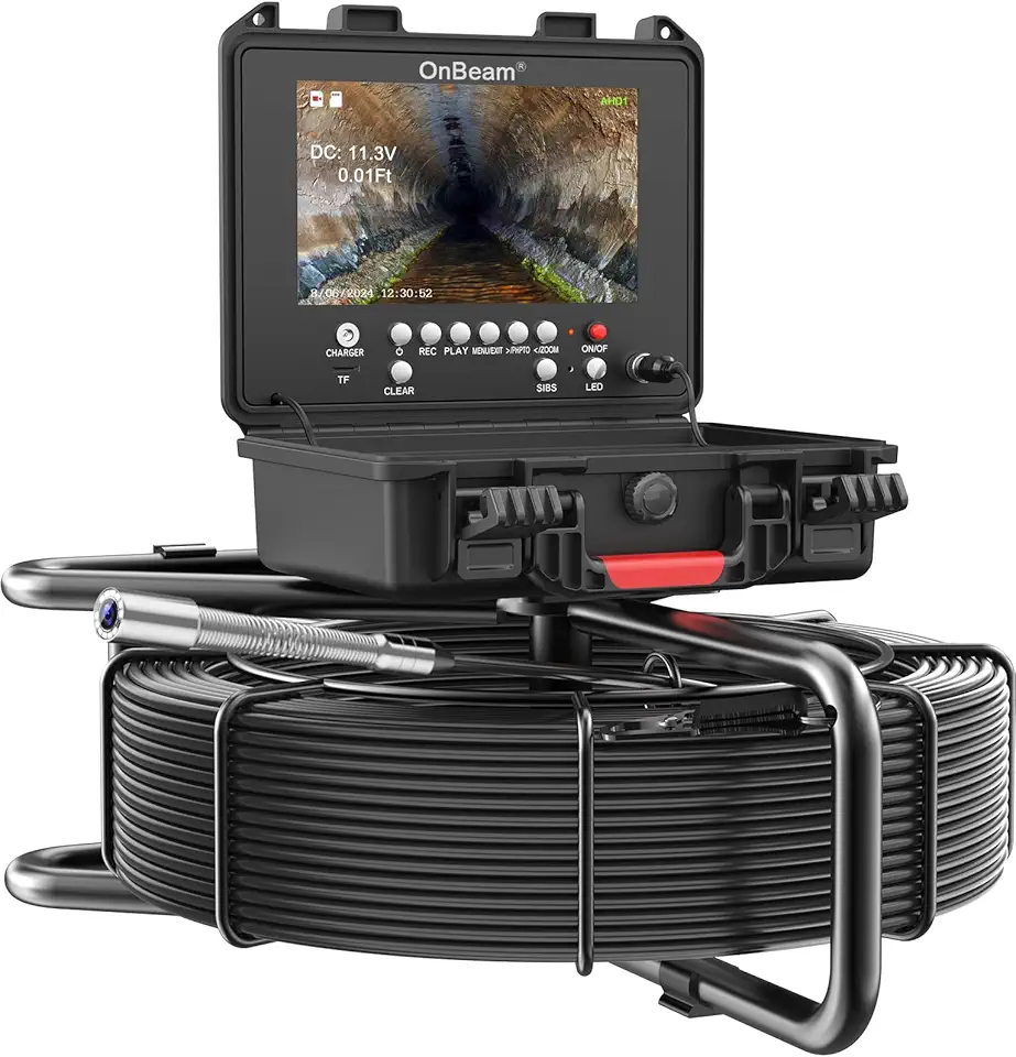 Sewer Camera, OnBeam Drain Pipe Camera Self Leveling, Meter Counter, 9