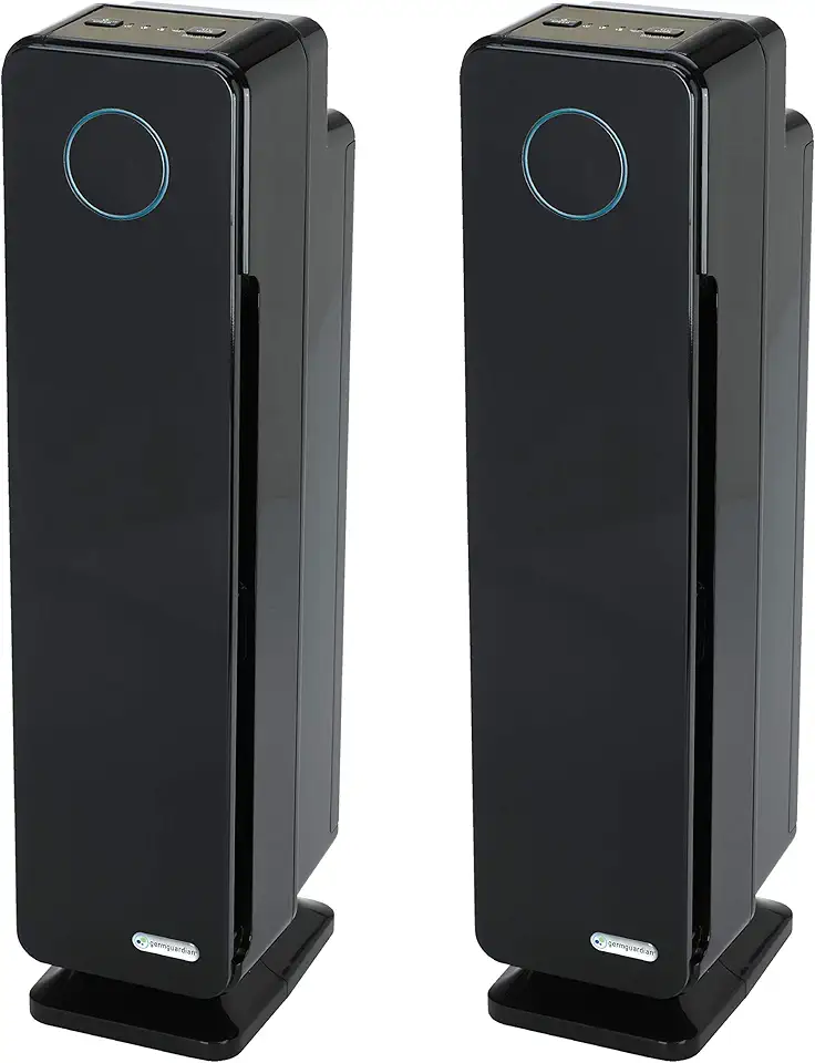 GermGuardian True HEPA Filter Air Purifier with UV Light Sanitizer,Eliminates Germs,Filters Allergies,Pollen,Smoke,Dust,Pet Dander,Mold,Odors,Quiet 28in 3-in-1 Air Purifier for Home AC5300B2PK