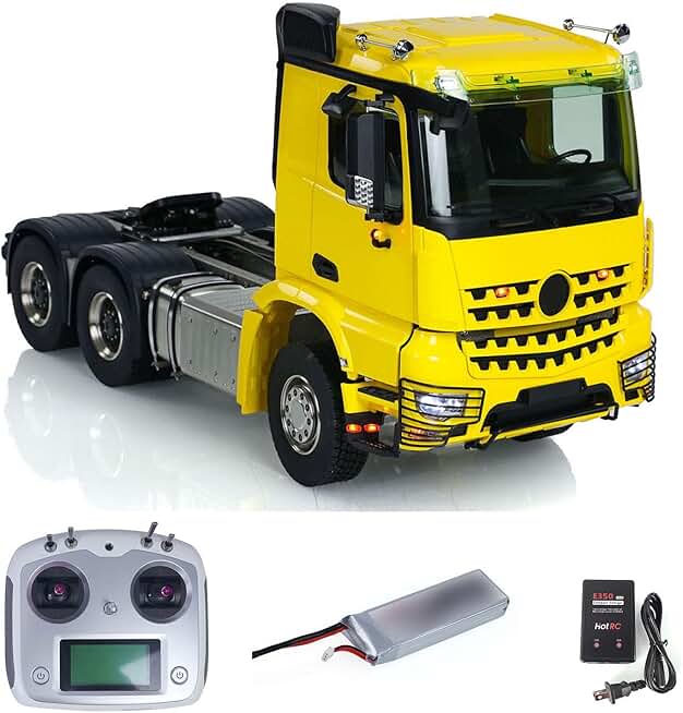 1/14 6X6 RC Tractor Truck K3363 Metal Chassis Remote Control Car 3-Speed Gearbox Differential Lock Axles Light Sound System Hobby Grade Model
