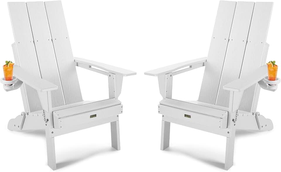 YZ1204-WHITE, Modern Adirondack Chairs Set of 2, White