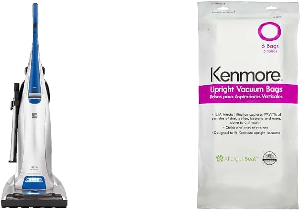 Kenmore Floorcare Upright Bagged Vacuum + Kenmore 53294 Style O HEPA Cloth Vacuum Bags