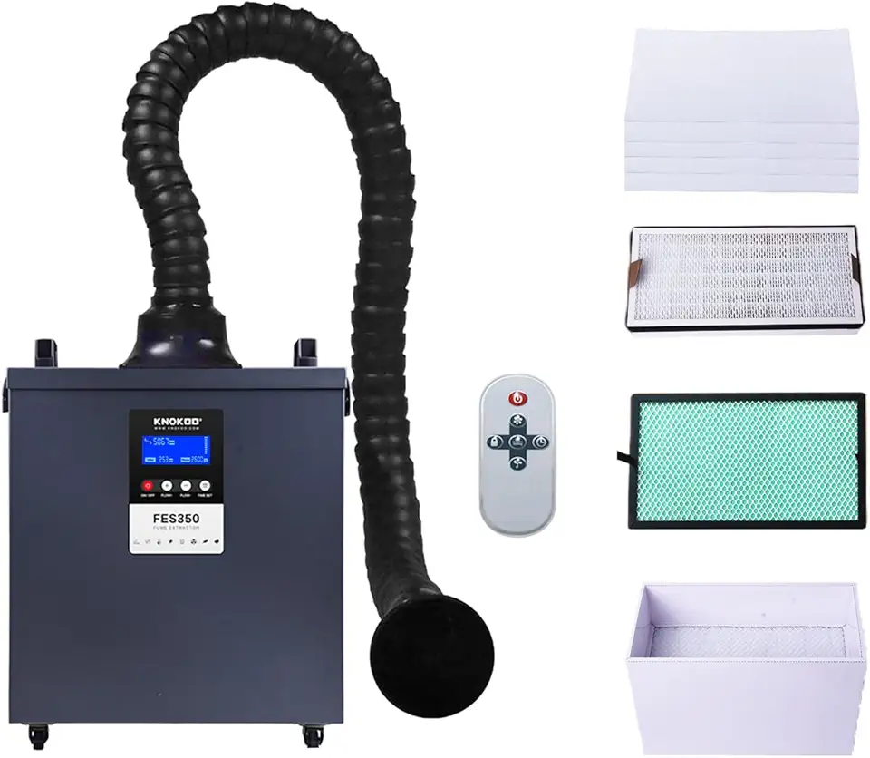 Fume Extractor Soldering 350W 430 m³/h Strong Suction, DTF Fume Extractor Activated Carbon 4 Stage Filtering for Laser Engraver and Medical or Industrial use (350 Watts)