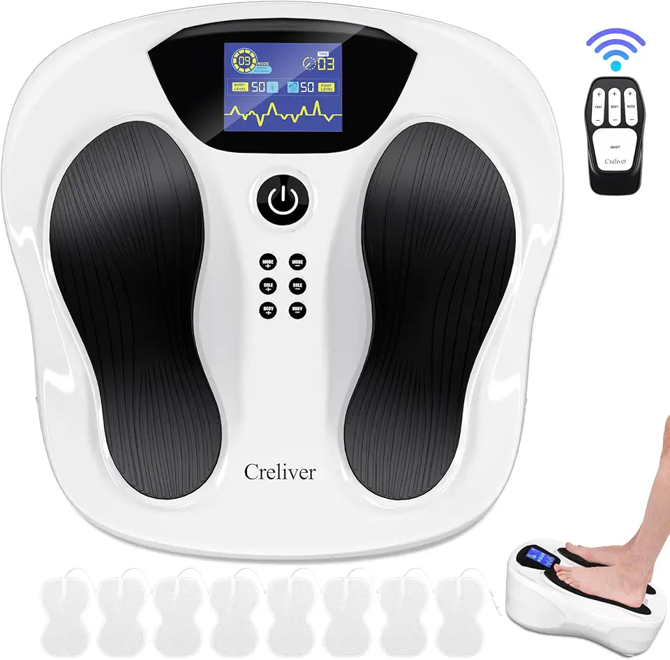 Creliver Pro EMS Foot Massager for Neuropathy, FSA HSA Eligible, Neuropathy Pain Relief for Feet with 8 TENS Unit, Foot Circulation Stimulator for Pain Relief, Electric Feet Legs Massager for Health