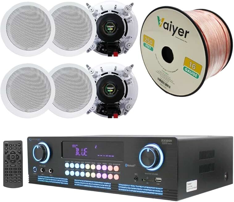 Home Theater System Kit 2000 Watts Bluetooth Amplifier with 6 Qty 6.5