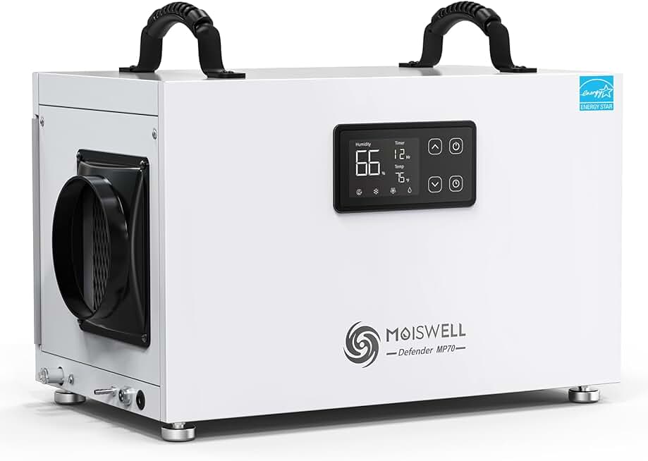 145 Pints Commercial Dehumidifier with Pump, Crawlspace Dehumidifiers with Drain Hose for Compact Tight Basements Large Spaces