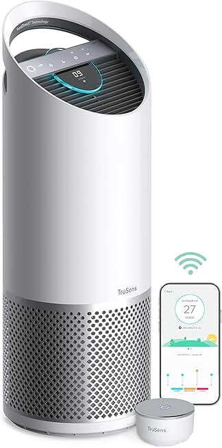 TruSens Smart Wi-Fi Air Purifier | UV-C Light + True HEPA Filtration | Large | SensorPod™ Air Quality Monitor | Auto, Sleep, & Turbo Mode | Portable Handle | Works with Alexa