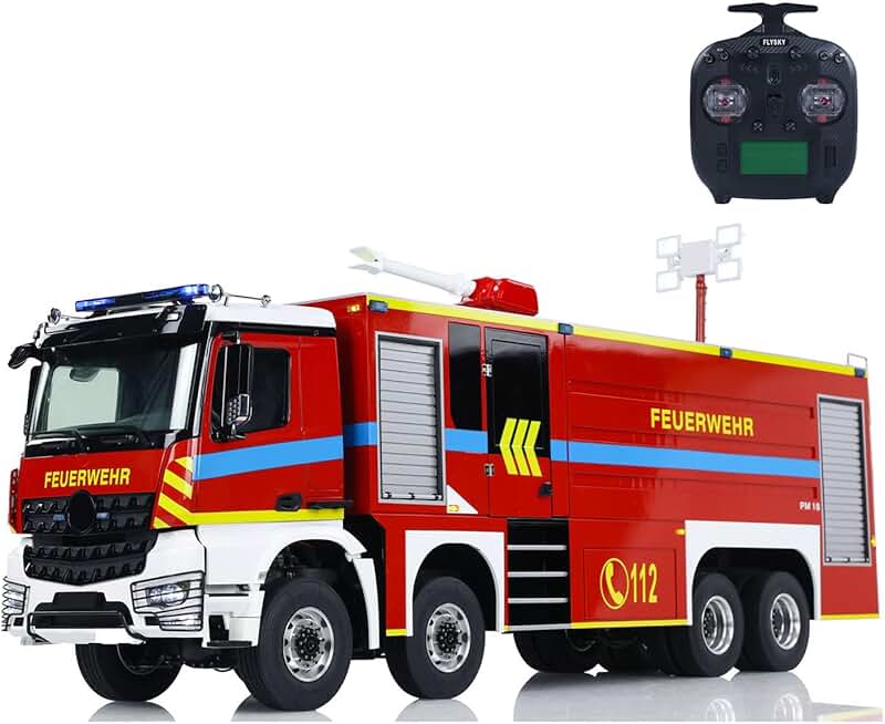 1/14 8X8 RC Fire Fighting Truck Radio Control Fire Car Light Sound System Metal Chassis Motor Servo ESC