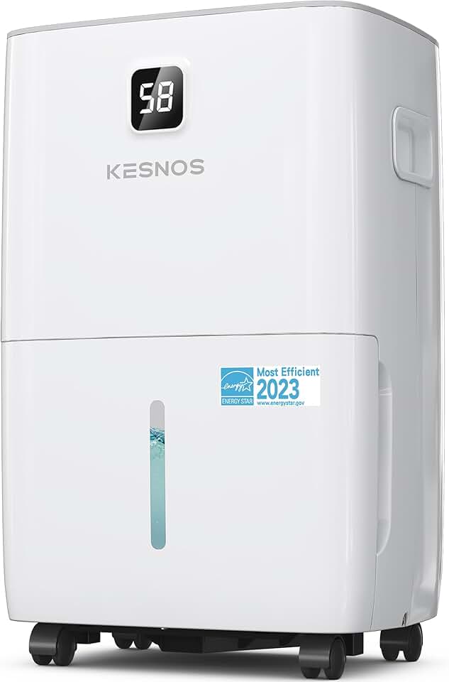 Kesnos 80 Pints Energy Star Dehumidifier for Home & Basement with Drain Hose, Front LED Display and 1.06 Gal Water Tank, Ideal for Spaces up to 5,500 Sq. Ft., Featuring Auto Defrost & Timer