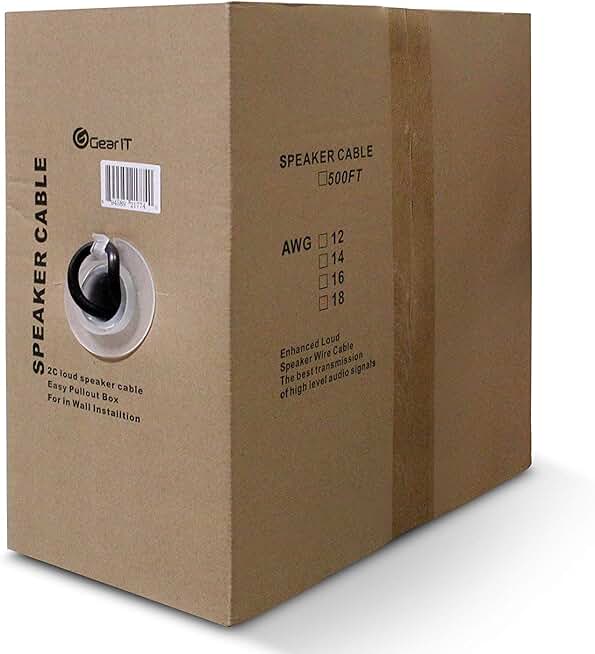 GearIT 14/2 Speaker Wire (500 Feet) 14AWG Gauge - Outdoor Direct Burial in Ground/in Wall / CL3 CL2 Rated / 2 Conductors - OFC Oxygen-Free Copper, Black 500ft