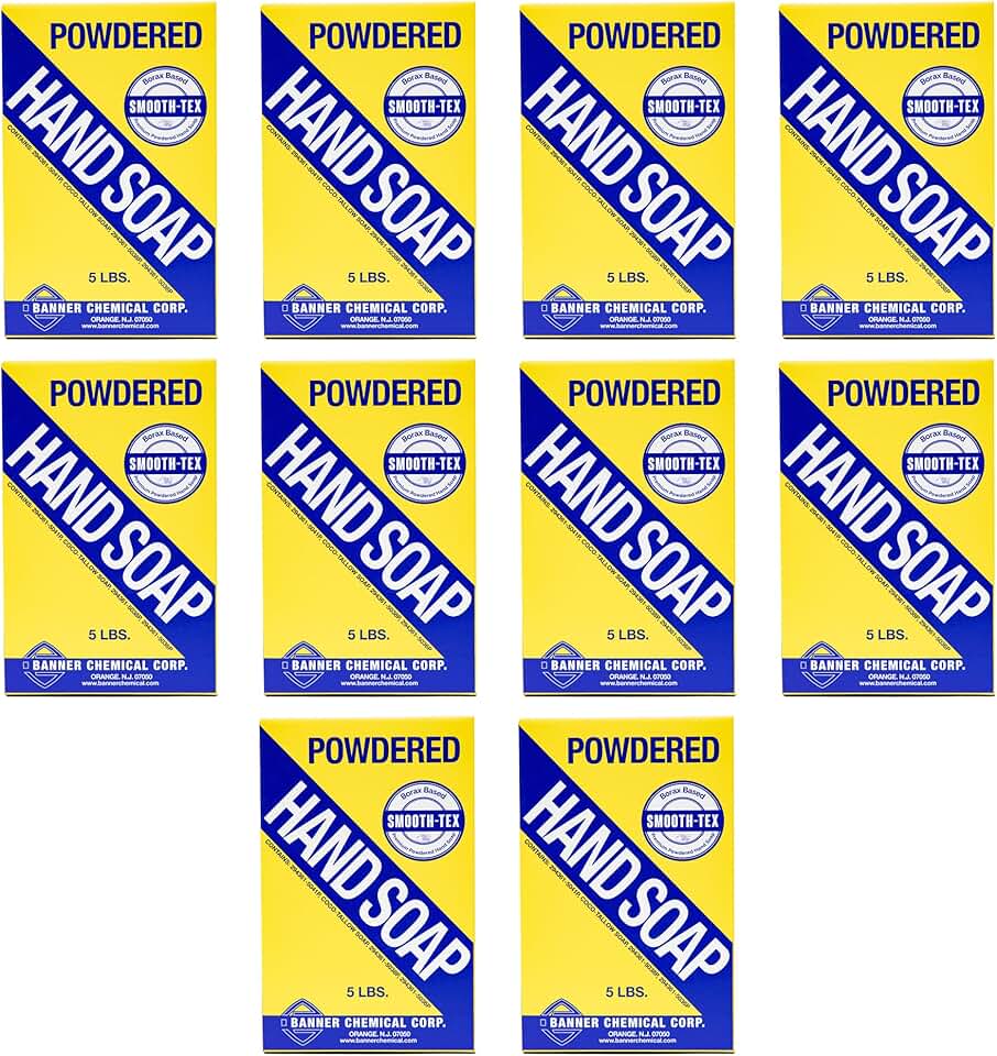 Borax Powdered Hand Soap, Heavy Duty Industrial Hand Wash Removes Grease, Grime and Oil from Hands for Auto Mechanics and Industrial Workers, Compare to Boraxo, 5 Pounds (10 Pack)