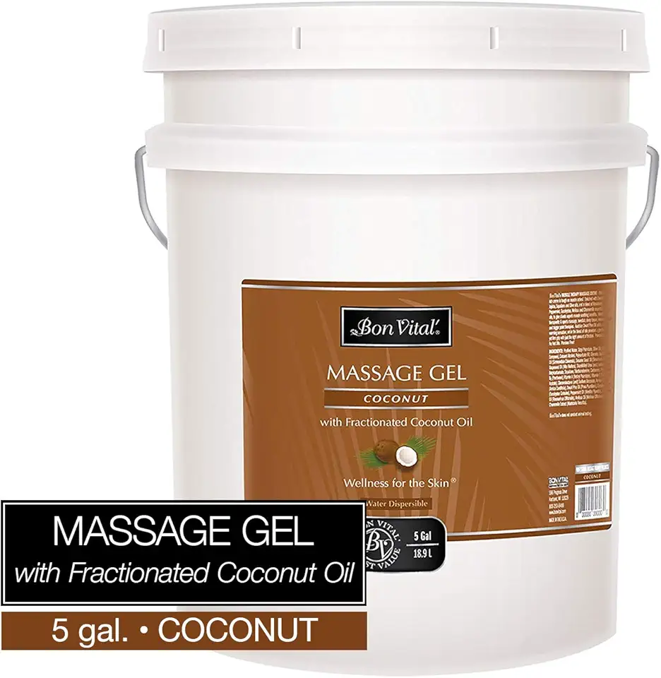 Coconut Massage Gel with 100% Pure Fractionated Coconut Oil, Great for At-Home Use in Back Massages & Neck Massages, Moisturizes Skin Without Clogging Pores, 5 Gal, Label may Vary
