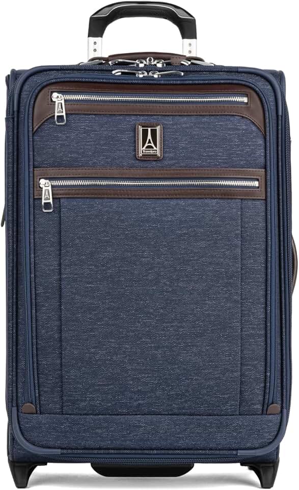 Travelpro Platinum Elite Softside Expandable Carry on Luggage, 2 Wheel Upright Suitcase, USB Port, Men and Women, True Navy, Carry On 22-Inch
