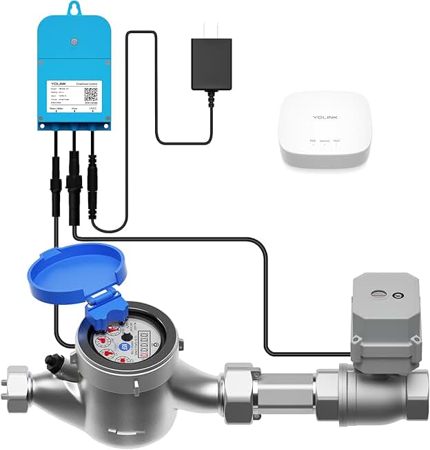 YoLink FlowSmart Control, Water Usage Monitor & Leak Detector: Advanced Smart Home Water Meter & Motorized Shutoff Valve , 1 Inch, Hub Included