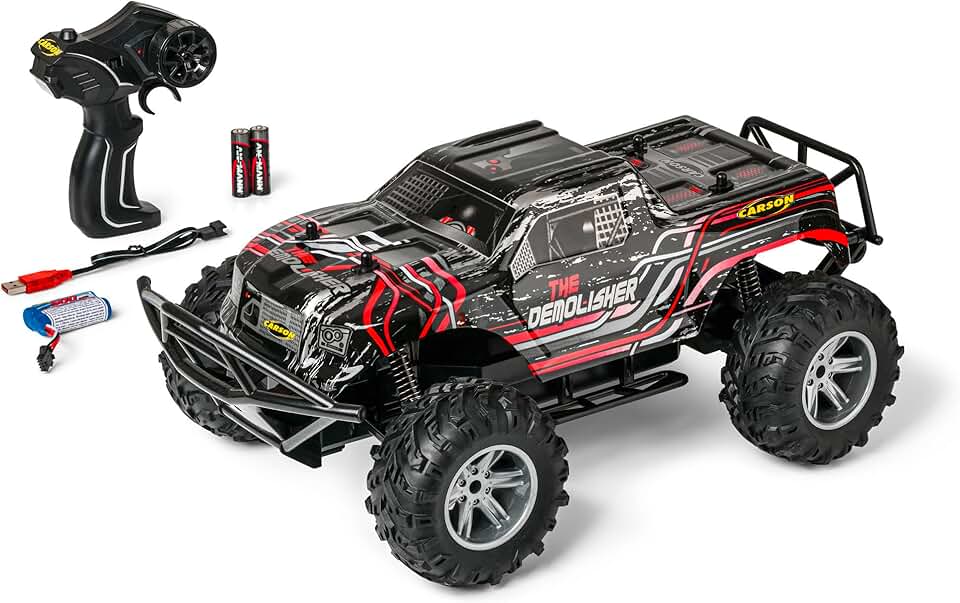 Carson 500404285 1:10 The Demolisher 100% RTR Red - RC Car, Truggy Off-road, RC Car, RC SUV, RC Vehicle, RC Toy