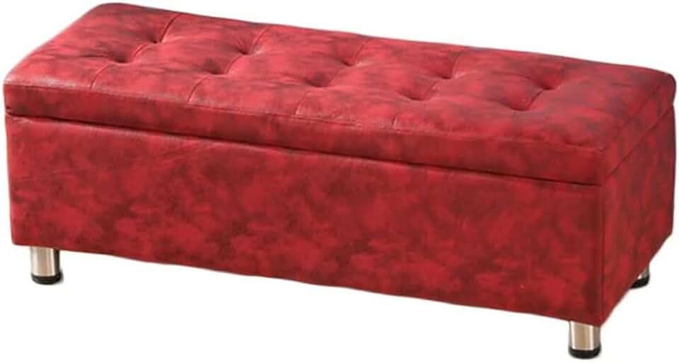 Rectangular Storage Ottoman Footstool with Hinged Lid, European Style Living Room Sofa Bench Bedroom Bed End Stool Living Room Shoe Changing Stool with Technology Waterproof Cloth