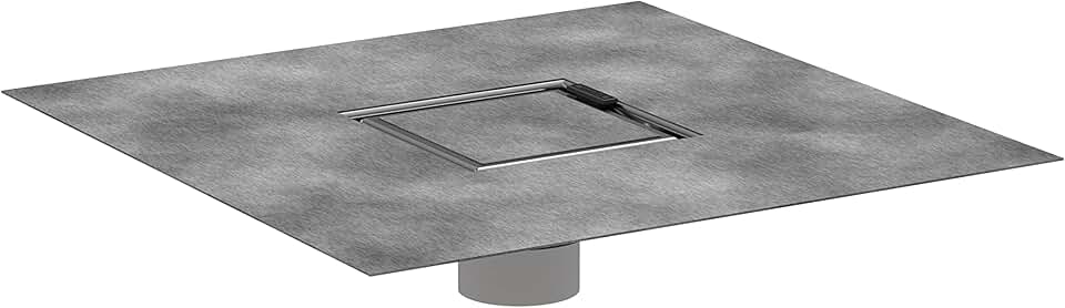 hansgrohe RainDrain Rock Square Shower Drain Set with Rough and in Nature Stone, Stainless Steel Shower Floor Drain