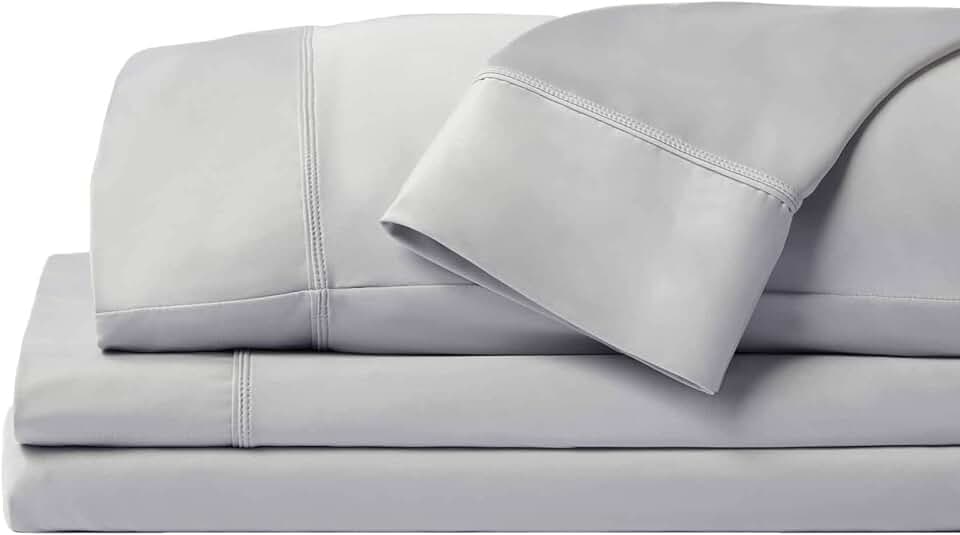 SHEEX Original Performance Sheet Set with 2 Pillowcases, Ultra-Soft Fabric Cooling and Breathes Better Than Traditional Cotton, Pearl Blue, Split King