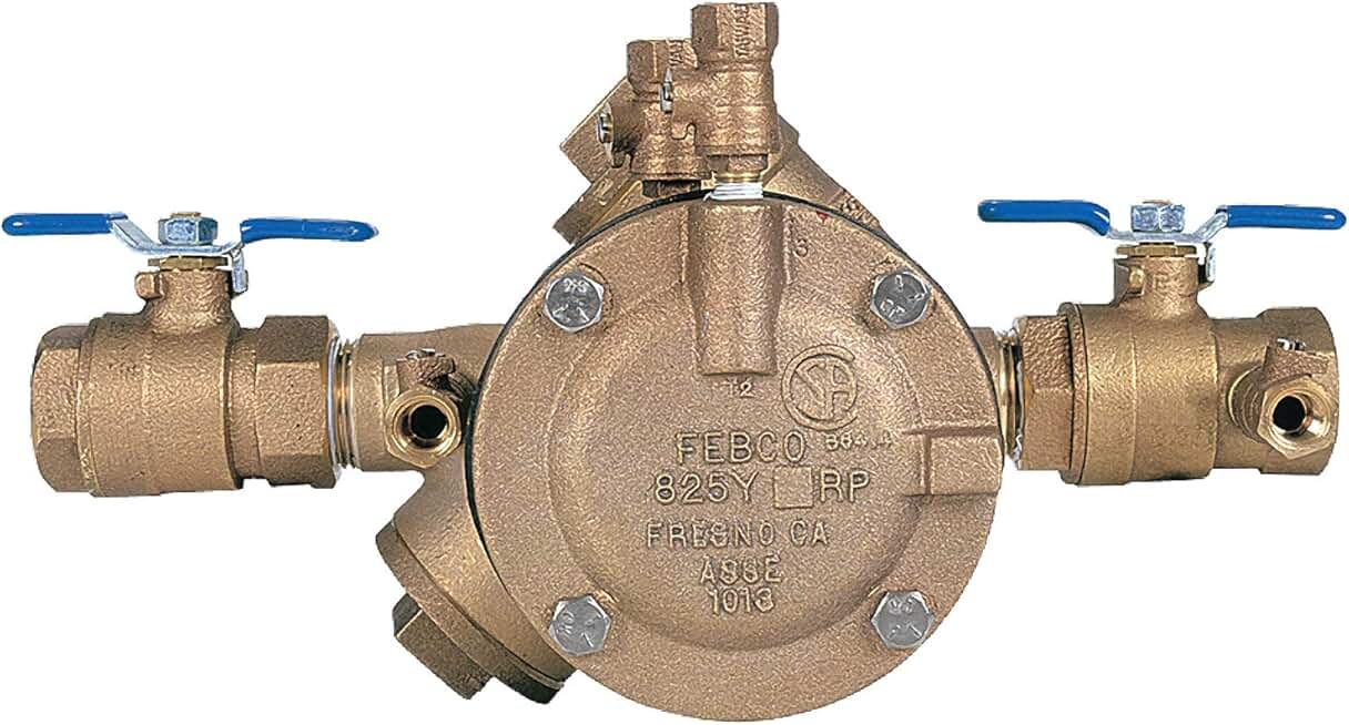 Febco 825EBV Backflow Preventer Reduced Pressure Zone Assembly, Quarter Turn Shutoff, 1 Inch