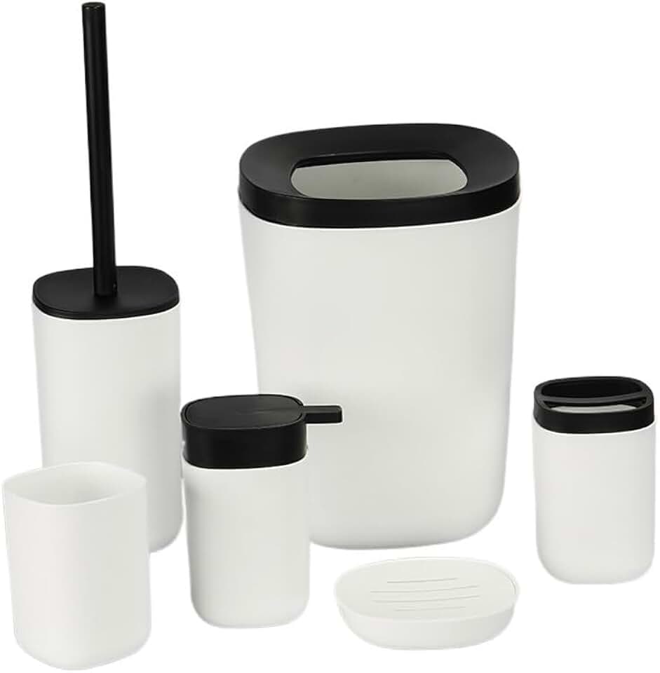 Bathroom Kit Hotel Guest House Bathroom Storage Toothbrush Holder Washing Six-Piece Set(Black)