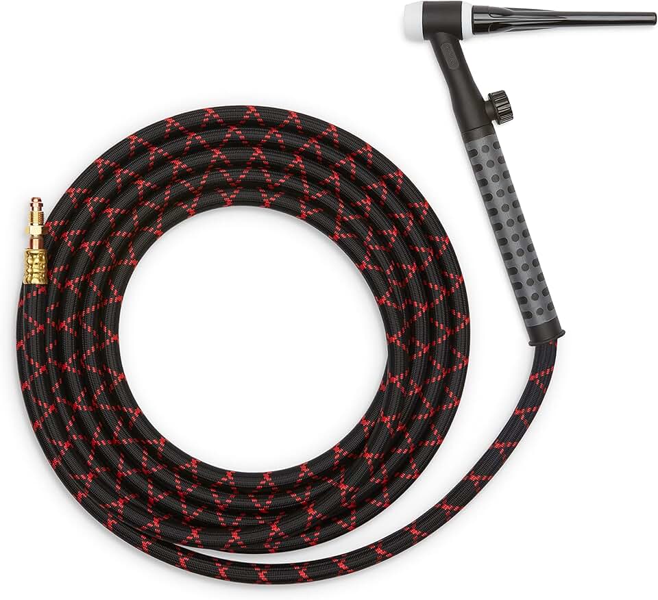 Lincoln Electric Caliber 17 Series TIG Torch | for Air-Cooled TIG Welding | Flexible/Valve Torch Head | 25 FT, 1 Piece Cable | K4841-17FV-2